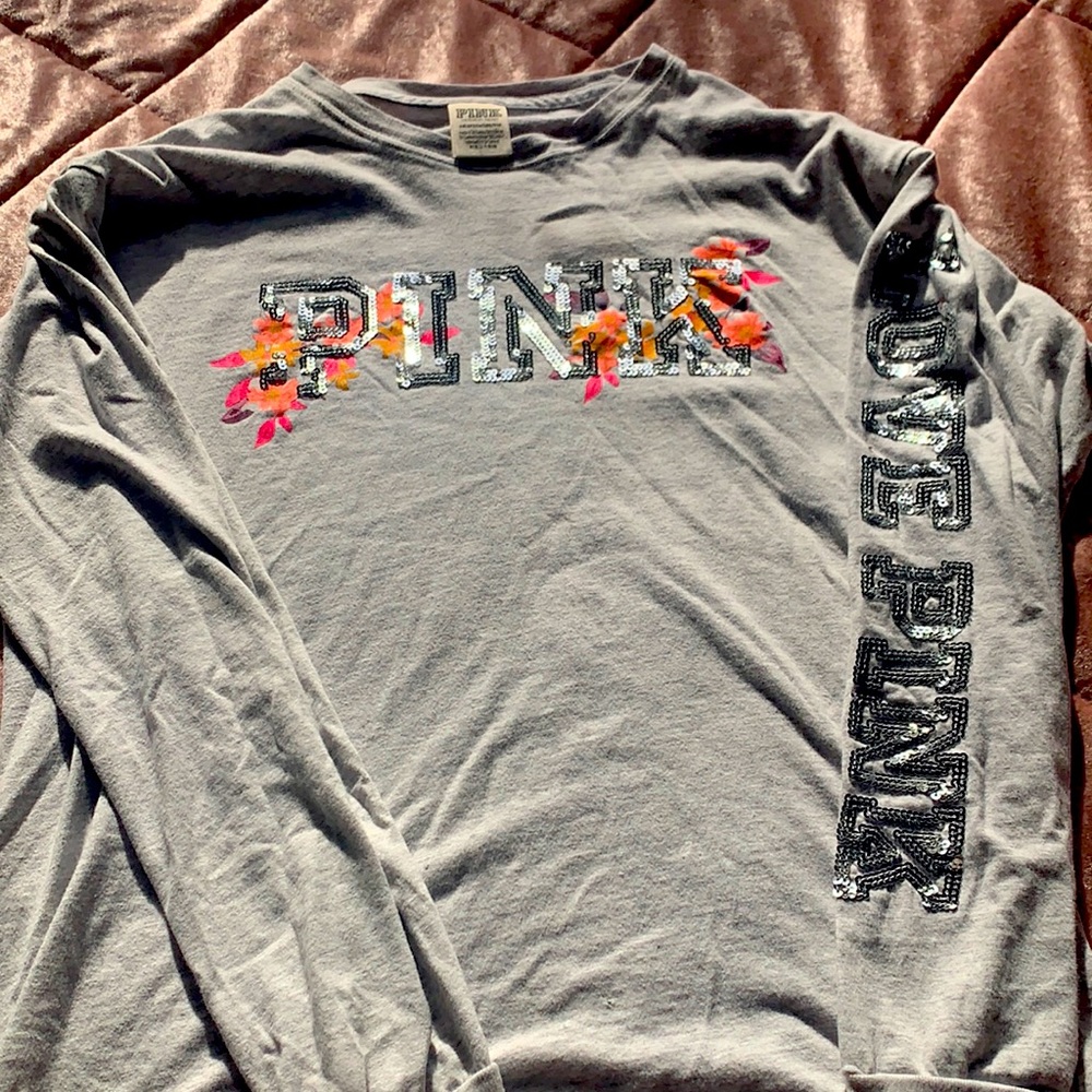 Oversized Sequin Gray Tee from pink